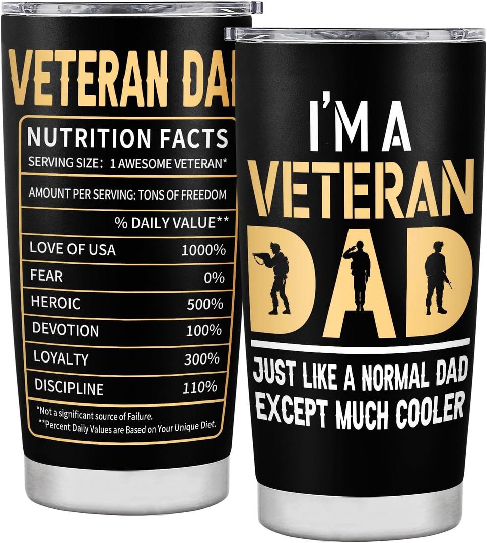 2 x Veteran Gifts for Dad, Vietnam & Army Veteran Gifts, Insulated Stainless Steel Travel Tumbler With Lid - 20 OZ