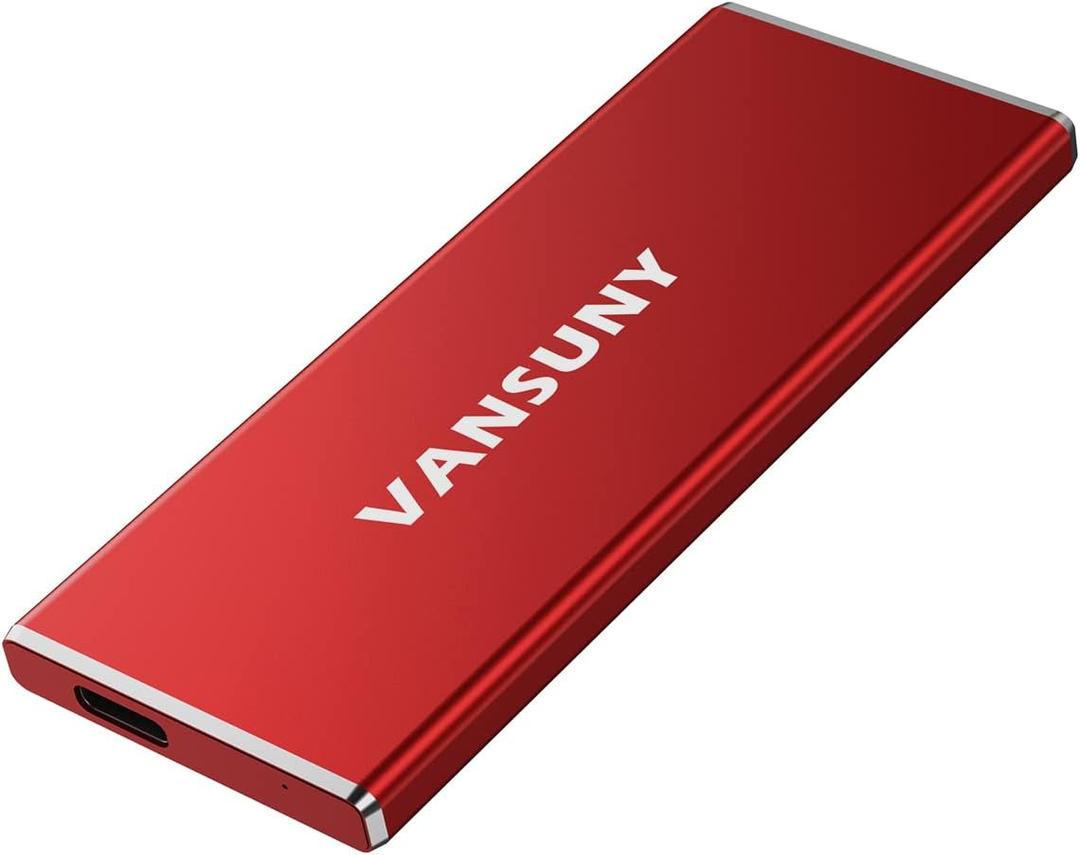Vansuny 1TB Portable External SSD, USB 3.1 Gen2 540MB/s High-Speed Data ssd External Hard Drive USB C, Metal Mini Portable External Solid State Drive, Red