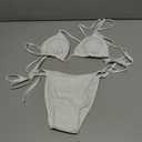 Women's 2 Piece Swimsuit Halter String Bikini Adjustable Bathing Suit (White, S)