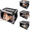 Dog Crate,30x21x21 Inch Large Dog Crate for Large or Medium Dogs, Portable and Foldable Design of Dog Cage, Perfect for Travel or Home Use, Dog Kennel with 3-Door and Durable Mesh Windows, Light Grey