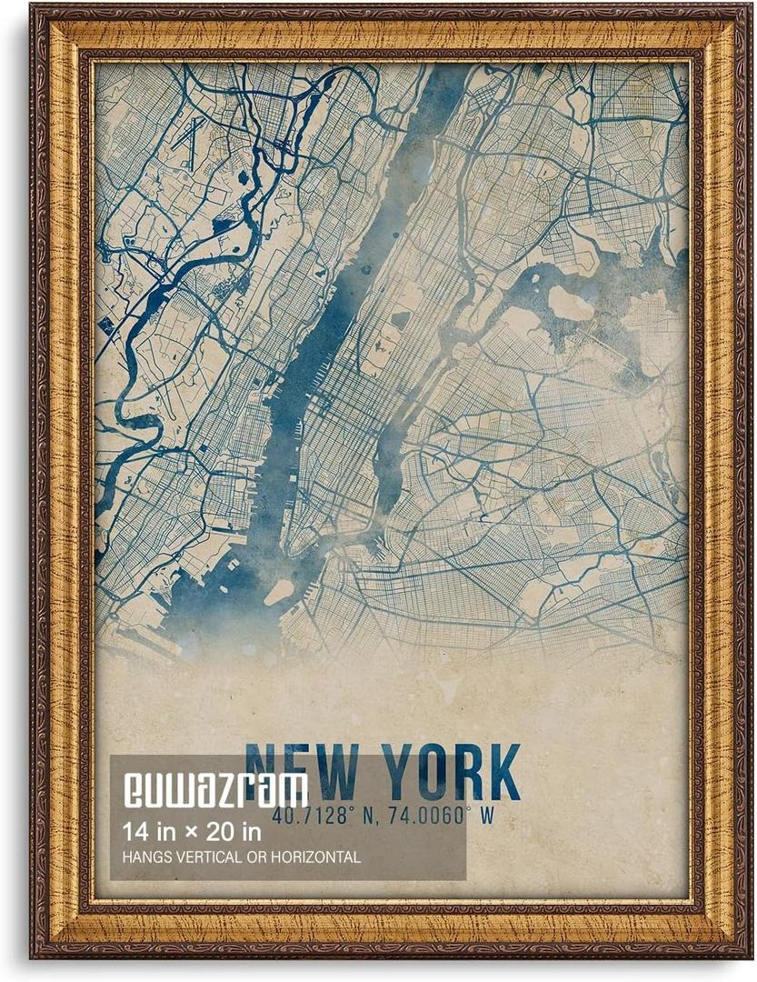 14x20 Classic Gold Picture Frame - Single Frame, 14 x 20 Ornate Vintage Poster Frame for Wall Decor & Gallery Walls