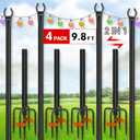 FEED GARDEN 4 Pack String Light Poles for Outside, 9.8FT Metal Poles for Outdoor String Lights, Stand Poles for Deck, Garden, Patio, Wedding, Backyard, Christmas Party
