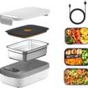 Portable Wireless Electric Heated Lunch Box for Men,Heating Food Warmer Lunch Box,Rechargeable 14000 mAh Battery,1000ml Capcity Inner Food Warmer Container,Lunchbox for Travel,Outdoor,Picnic,Office