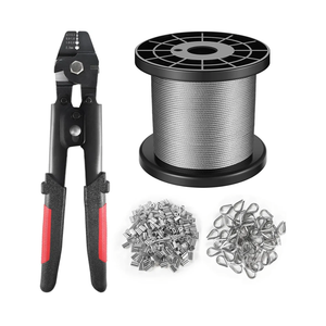 Wire Rope Crimping Tool Kit, 328FT Stainless Steel Cable with 200PCS 1/16” Aluminum Crimping Loop Sleeves and 50PCS Stainless Steel Thimbles