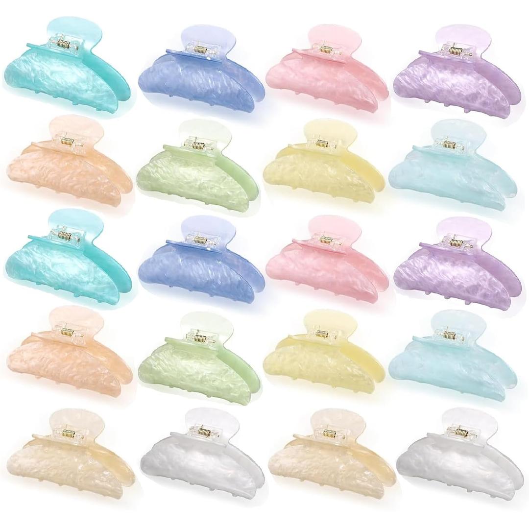 Knitgrip 20 Pcs Large Acrylic Hair Claw Clips Bulk for Women Cute Non-slip Hold Clamps Bulk for Thick or Thin Hair French Barrettes Accessories(Sparkle 10 Colors)