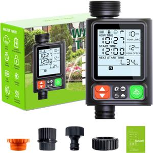 Sprinkler Timer for Garden Hose, Upgrade 10 Program Water Timer with Auto Rain Delay, IP54 Waterproof 3.3“ Large LCD Drip Irrigation System Timers for Plant, Yard, Lawns, Outdoor