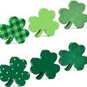 6Pcs St. Patrick's Day Shamrocks Decorations, Wooden Table Signs Tiered Tray Decor Irish Green Clover Centerpiece for Saint Patty's Party Home Kitchen Office 
