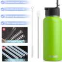 koodee Water Bottle-32 oz Stainless Steel Vacuum Insulated Water Bottle with Straw Metal Sports Flask for Adults (Apple Green)