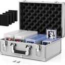 Vitula Card Case Fits for 600 Toploaders or 120 PSA Slabs or 120 Magnetic Card Holders, Trading Cards Storage Box Fits for TCG, Sports Cards, PSA Graded Slabs, Lockable Sports Cards Case (L, Silver)