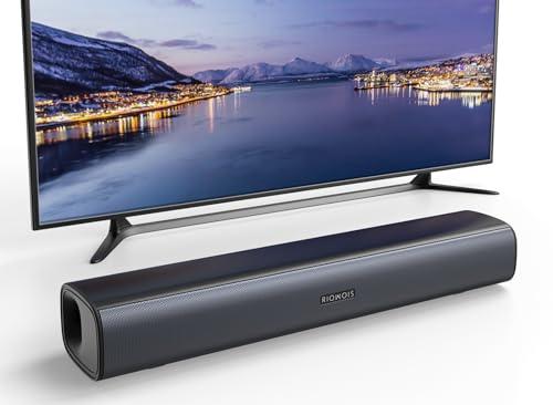 RIOWOIS Sound Bar for Smart TV, Soundbar for TV with Bass Reflector and Easy Set up, Home Audio Surround Sound System for TV PC Projector, Wall Mountable