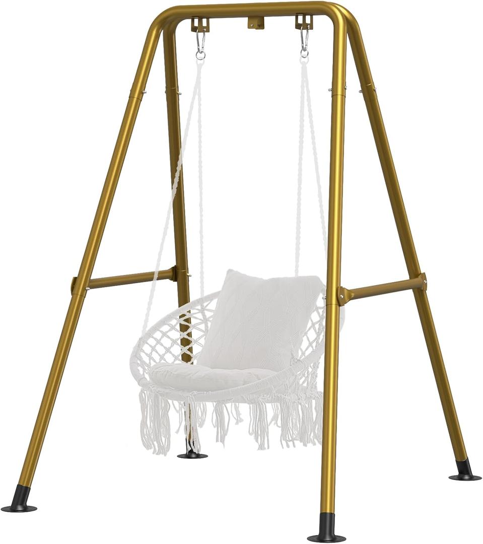 G TALECO GEAR Hammock Chair Stand,Heavy-Duty Steel Hammock Stand,300LBS Multi-Use Swing Stand for Outdoor IndoorHammock Chair not Include (Gold)