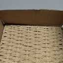 Storage Baskets with Lids, Set of 3 Wicker Baskets with Lids, Khaki Paper Rope Woven Storage Boxes with Removable Liners, Stackable Shelf Bins for Bathroom, Closet, Nursery
