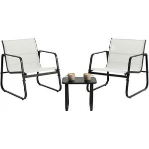 DUMOS 3 Piece Patio Furniture SetOutdoor Patio Furniture Set with Table, Patio Sectional Bistro Sets for Lawn, Garden, Balcony, Poolside (Grey)