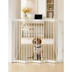Retractable Safety Gate, Metal Adjustable Dog Gate for Doorways, Stairs & Hallways, Expands to 45" Wide, 36" Tall Gate, Auto Retract Design, No Bottom Bar, White