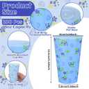 LemonRoad 50 Pcs Beach Coastal Plastic Cups 16 oz White and Blue Cups for Amalfi Coast Party Supplies Hawaiian Tropical Pool Beach Birthday Party Decor Seaside Shower Centerpiece