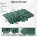 Dish Drying Mat for Kitchen Counter, with Built-in Drain Lip, Food-Grade Silicone, Easy Clean Pad for Countertop Protection, Multi-Functional Use (18x11.8, Dark Green)