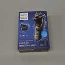 Philips Norelco Shaver 3900 Series, Wet and Dry Electric Shaver, P-Cap, Travel Pouch, Charging Stand, Storm Blue, Model S3341/92 (Silver New)