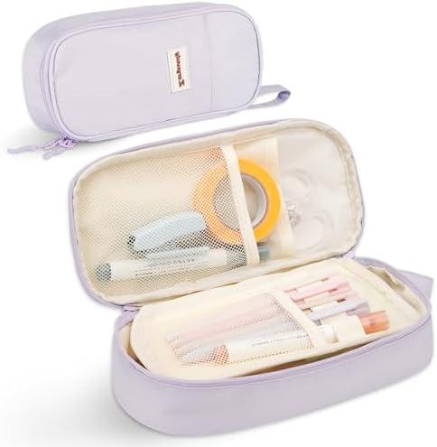 Zzrywuty Cute Pencil Case Pouch, Big Pencil Case Bag Storage High Capacity Pouch Holder Box Organizer for Women & Men，Purple