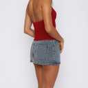 Fallorchid Womens Sleeveless Tank Tops Sexy Y2k Halter V Neck Ribbed Kint Crop Top (Red, XL)
