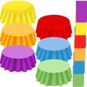 Ganeen 12 Pcs Colorful Tablecloth Neon Party Decorations 84 Inch Round Rainbow Table Cloths Plastic Tablecloth Disposable Round Plastic Pastel Table Cover for Wedding Birthday Party