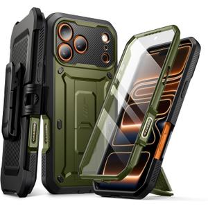 SUPCASE for iPhone 17 Pro Max Case with Camera Control Button (Unicorn Beetle Pro), [Built-in Kickstand & Screen Protector] [Military-Grade Protection] Full Body Heavy Duty Phone Case, Guldan