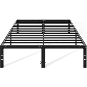 OLIXIS Metal Queen Bed Frame - 14in High with Storage Space, No Box Spring Needed with Sturdy Steel Slat Support, 2200LBS Heavy Duty for Easy Assembly, Black for Bedroom