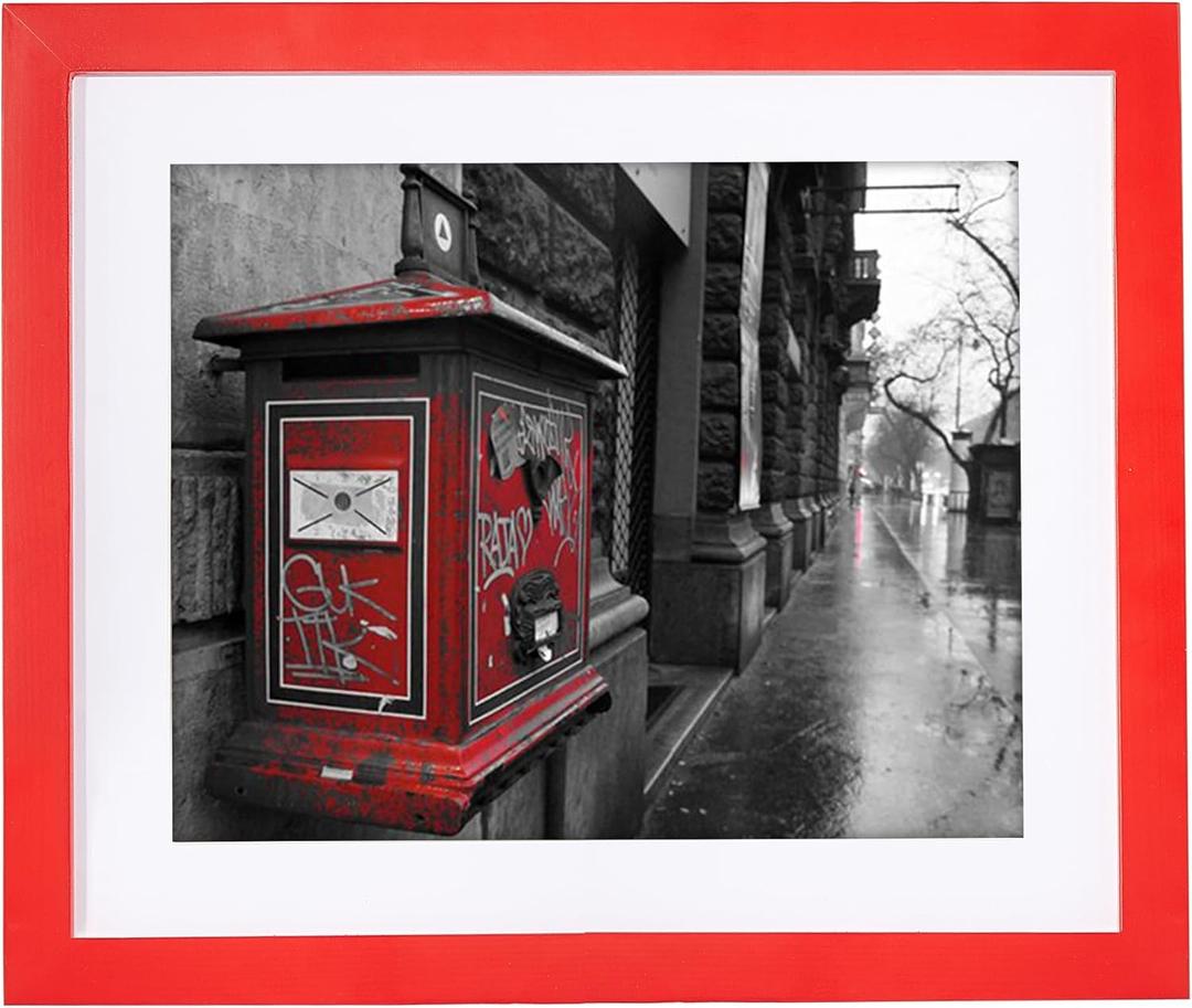 BOJIN 10x12 Picture Frames Red, Solid Wood Display Pictures 8x10 with Mat or 10x12 Without Mat, Table Top Home Decoration or Wall Hanging Photo Frame