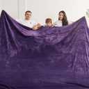 Oversized King Fleece Blanket 120x120 Inches, Seamless Soft Cozy 3D Jacquard Flannel Blanket 10'x10' Extra Large for Bed, Sofa, Couch, Travel & Camping, California King Throw, Purple Leaf