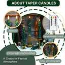 Christmas Tree Flameless Candles with Remote,4 Pcs Green Real Wax LED Flickering Candles Battery Operate with Embedded Star String for Home Decoration Christmas Gifts(D0.86 xH9.6)