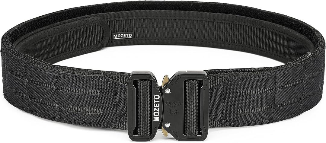 MOZETO Molle Battle Belt, 2" Battle Belts Tactical War Combat Quick Release Law Enforcement Duty Belts for Men (Medium, Black)