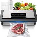 95kPa Vacuum Sealer Machine, Fully Automatic Food Sealer, Touch Display, 10-in-1 Functions & Powerful Sealing System with Double Heat Seal, Easy-Lock Handle, Built-in Cutter(Deep Gray)