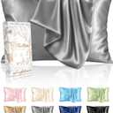 Miss Adola Silk Pillowcase 2 Pack - Pillow Cases Standard Set of 2 Size 20" x 26" for Hair and Skin Smooth Soft Breathable with Hidden Zipper Cooling Pillow Covers for Women, Light Grey