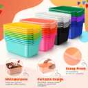 Dandat 36 Pcs Plastic Cubby Storage Bins Colorful Classroom Cubby Organizer Book Bins for Classroom Library Bulk Stackable Toy Containers with Handles for Home Office Daycare Preschool (Bright Color)
