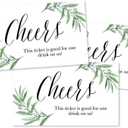 3 x Hadley Designs 50 Greenery Eucalyptus Drink Coupons for a Free at Weddings, Work Events or Party Bar, One Free Beer Wine Alcohol Soft Drink or Food Vouchers, Cheers Large Drinking Paper Raffle Cards