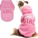 BINGPET Dog Hoodie,Mommy's Girl Lettered Dog Sweatshirt Puppy Sweater Hooded with Leash Hole,Warm Soft Fleece Winter Coat Pet Clothes for Small Dogs Cats Puppies Girl,Pink,S