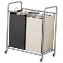 Laundry Sorter Basket 2 Bag Laundry Hamper Cart with Rolling 2 Bags Assorted