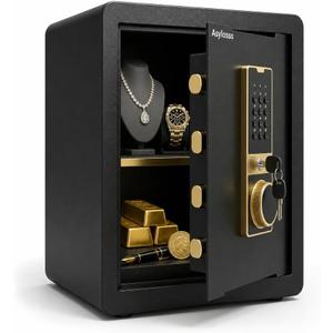 Safe Box 1.8 Cuft Home Office Safe, 17.7" Tall Security Cabinet with Digital Keypad, Dual Alarm System, Removable Shelf & Spare Keys for Cash, Jewelry, Documents