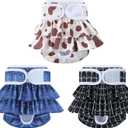 Reusable Dog Diapers Female 3 Pack Doggie Diapers for Period Heat Incontinence Puppy Training (Small, Animal Print)