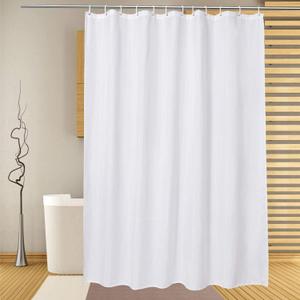 EurCross Extra Long Fabric Shower Curtain Liner 96 inch Length, High Grade Water Repellent Machine Washable Medium Weight White Bathroom Shower Curtain 72 Wide by 96 inches Long