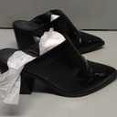 JeimPoey Womens Mules Pumps Point Closed Toe Slip-on Heels Stacked Chunky Block Heel Backless Clogs (10, Black Snake)