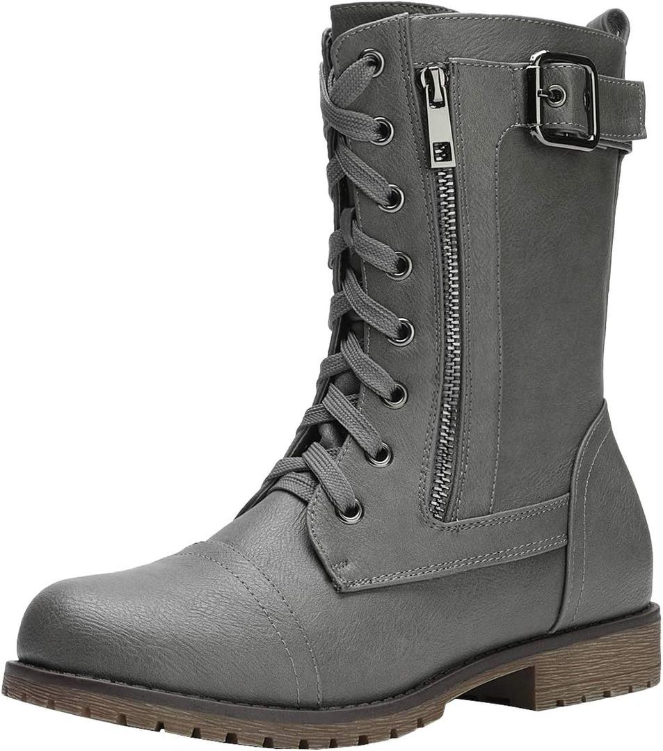 DREAM PAIRS Women's Mission Drivers Boots (9, Grey)