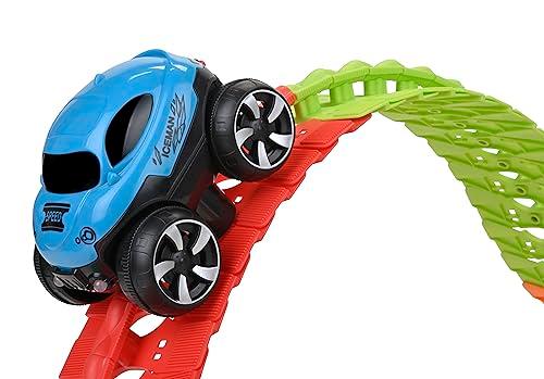 Discovery Toys – Crazy Climb Track | Car Track Set with LED Light-Up Race Car | Interchangeable Car Shells | Multicolor Flexible Changeable Track | Custom Racetrack Toy | 5+ yrs