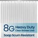 LiBa Shower Curtain PEVA 8G, 72x72 Inch Waterproof Clear Non-toxic shower liner, waterproof plastic shower curtain, rust-proof grommets, weighted magnets, bathroom accessories