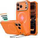 ESR for iPhone 17 Pro Case with Stash Stand, 7X Military-Grade Drop Protection with Camera Control, Shock-Absorbing Phone Rugged Cover, Compatible with MagSafe Accessories, Cyber Series, Orange