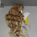 Vomella Blonde Wig With Bangs 26 Inch Long Curly Wavy Wigs for Women Natural Looking Synthetic Heat Resistant Wig for Daily Party Use
