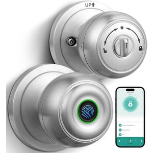 Smart Fingerprint Door Knob with Lock, Door knob with App Control & Key