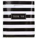 100pcs 16x18in Large Black and White Stripes Thank You Merchandise Bags,Die Cut Plastic Shopping Bags with Handle for Boutique,Party,Goodie,Stores,Clothes, Reusable Retail Bag for Bussiness