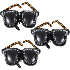Gadpiparty 3Pcs Large Inflatable Sunglasses Balloons 90S Theme Party Decorations Black Glasses Foil Balloons for Photo Props and Event Supplies