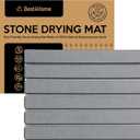 Stone Drying Mat for Kitchen Counter - Grey 12x16In Dish Drying Mat - Foldable Diatomite Stone Dish Rack - Absorbent Diatomaceous Earth Non-Slip Tray for Bathroom
