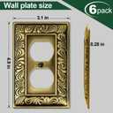 Antique Brass Duplex Outlet Cover Paisley Pattern Decorative Wall Plates for Electrical Outlet, Metal Switch Plates and Receptacle Cover for Kitchen Bathroom (1 Gang Duplex Outlet-6 Pack)